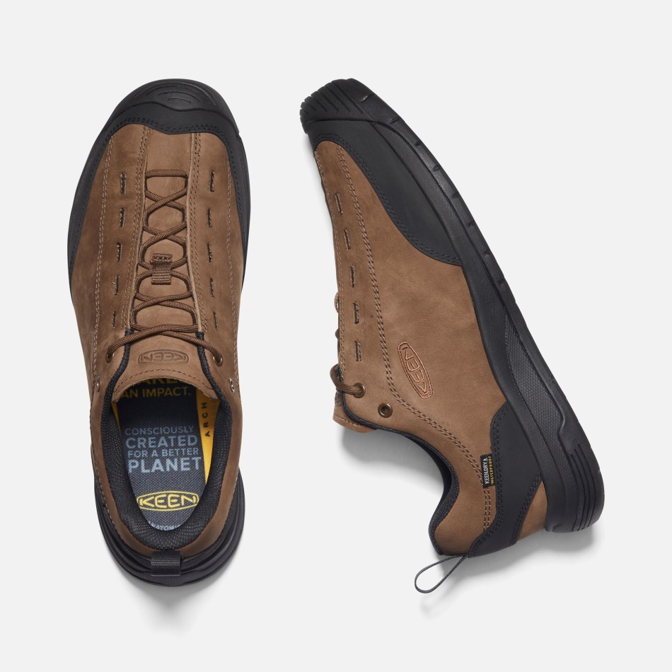 Keen Men's Jasper II Waterproof Suede Leather Trainers Dark Earth-Black