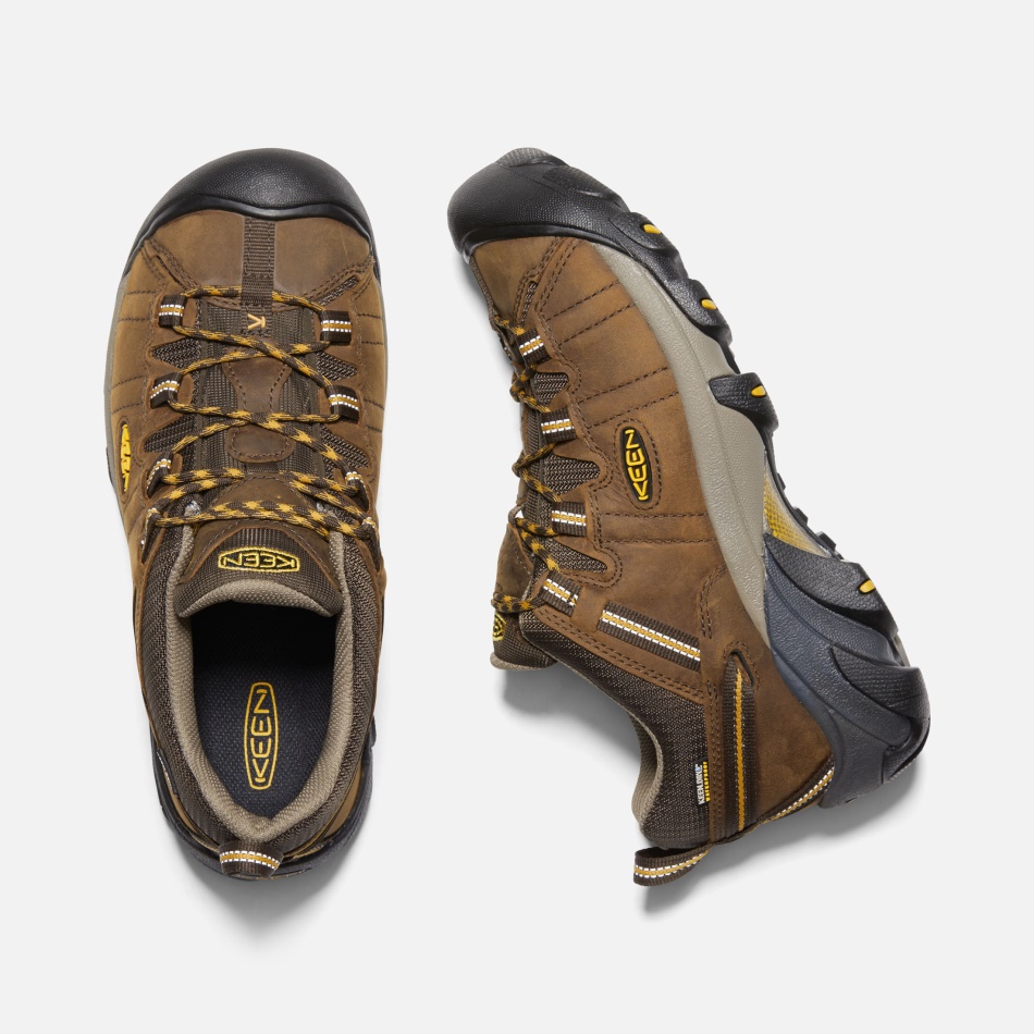Men's Targhee II Waterproof Wide Fit Hiking Shoes Cascade Brown-Golden Yellow Keen