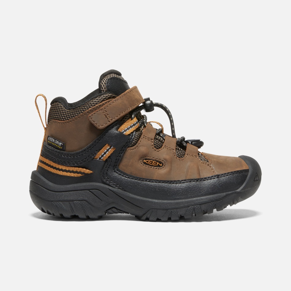 Younger Kids' Targhee Waterproof Hiking Boots Dark Earth-Golden Brown Keen